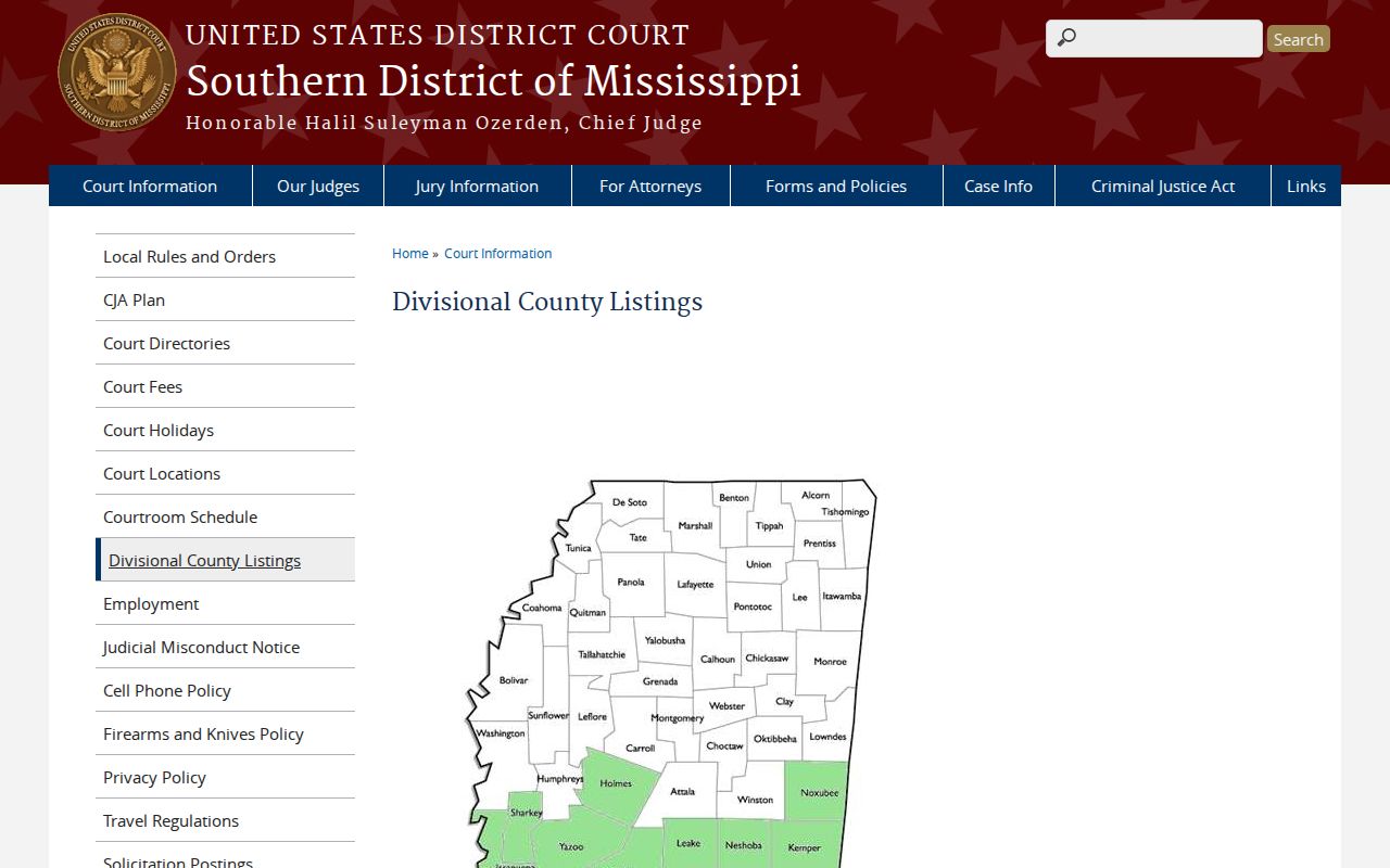 Holmes County court docket Southern District Jackson division listing